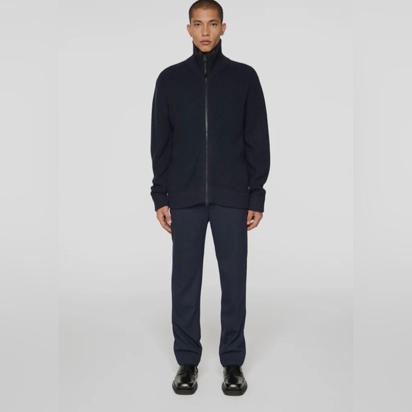 J.Lindeberg Navy Wool Blend Zip Cardigan Men’s Size L Winter Sweater Gift - Picture 5 of 6